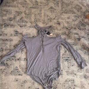 Forever 21 Gray Lace-Up Bodysuit